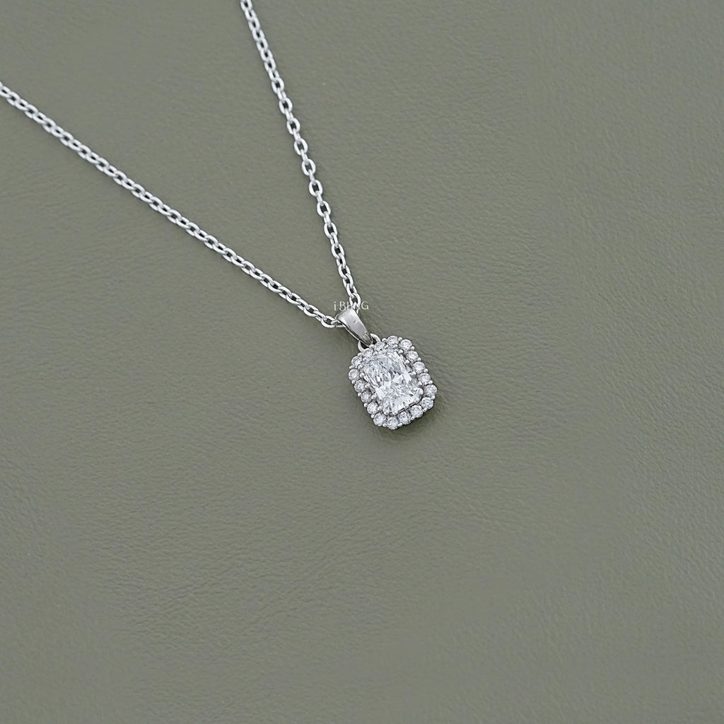 Radiant Cut Lab Dimaond Halo Pendant