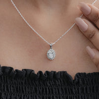Oval Lab Grown Diamond Halo Necklace
