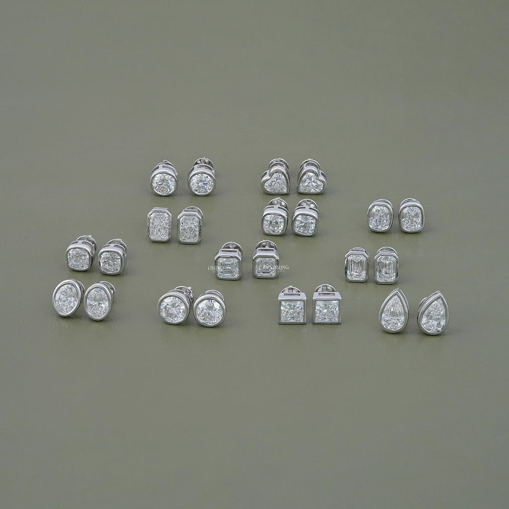 2.00 TCW Lab Diamond Bezel Set Stud Earrings
