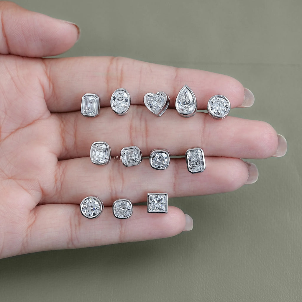 2.00 TCW Lab Diamond Bezel Set Stud Earrings
