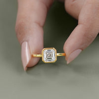 2 Carat Bezel Set Asscher Diamond Engagement Ring