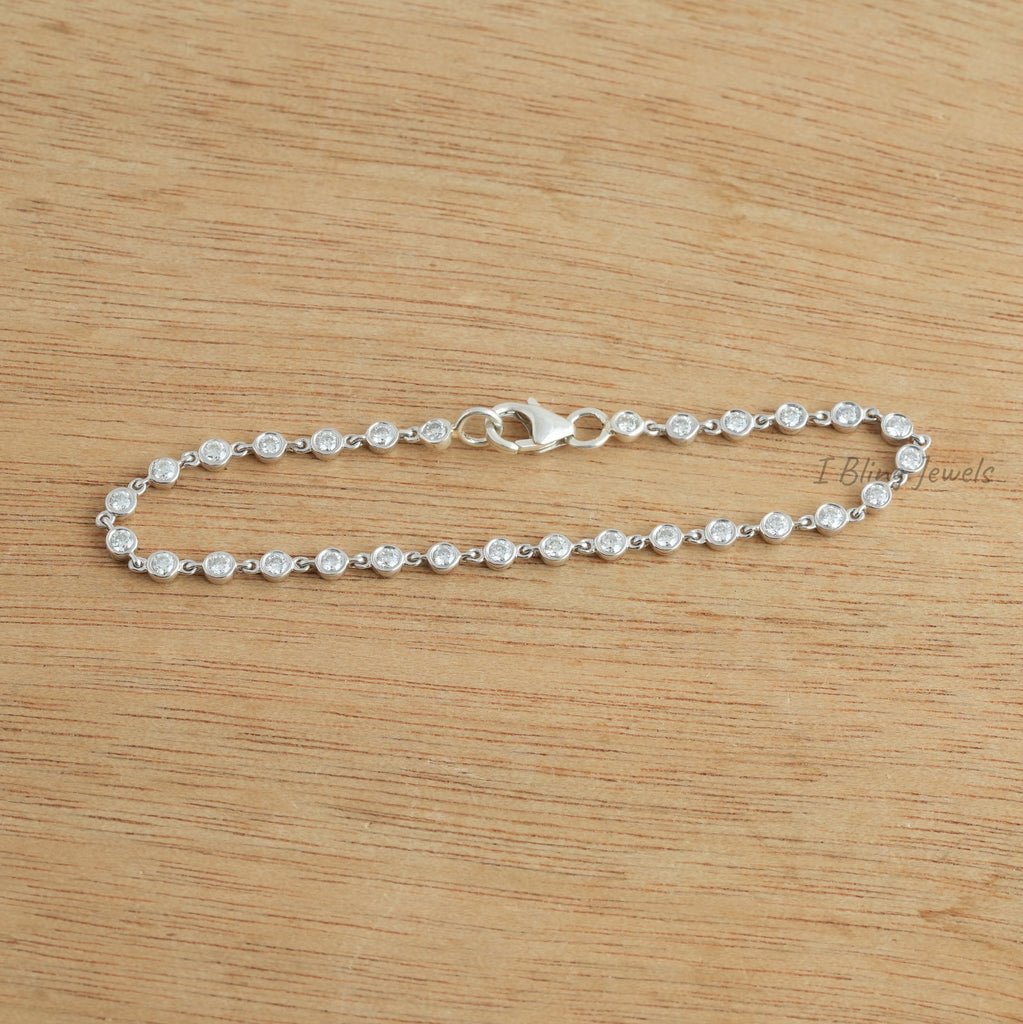 2.00 MM Round Moissanite Bezel Set Bracelet