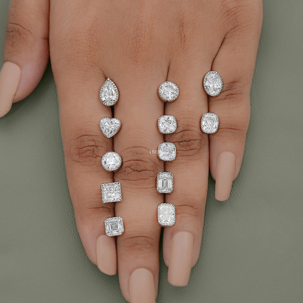 2 TCW Multi Shape Lab Diamond Stud Earrings