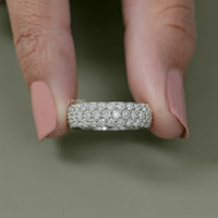 Three Row Pave Diamond Eternity Wedding Band