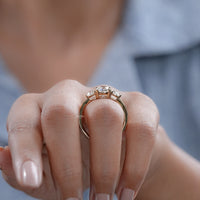Three Stone OEC Round Cut Lab Diamond Engagement Ring