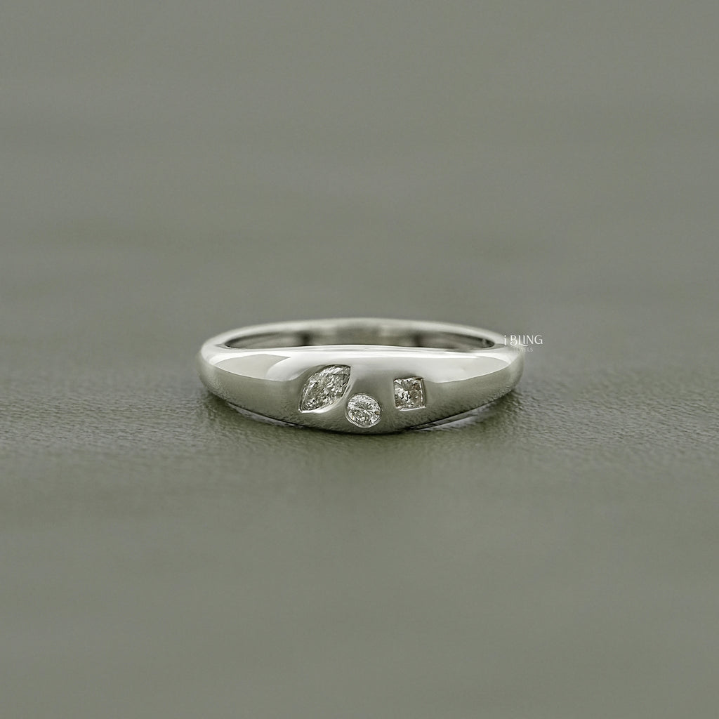 Multi Shaped Lab Grown Diamond Domed Band