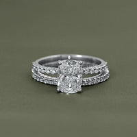 Cushion Cut Solitaire With Accent Bridal Ring Sets
