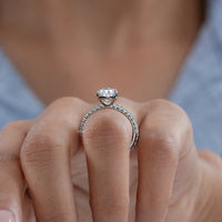 Pear cut lab grown Diamond Accent Set Bridal Ring Set