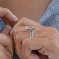Pear cut lab grown Diamond Accent Set Bridal Ring Set