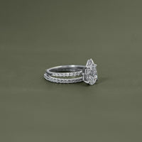 Pear cut lab grown Diamond Accent Set Bridal Ring Set