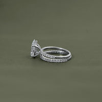 Pear cut lab grown Diamond Accent Set Bridal Ring Set