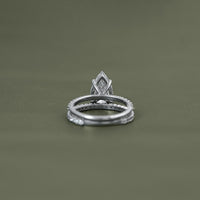 Pear cut lab grown Diamond Accent Set Bridal Ring Set