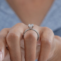 Emerald Shape Accent Diamond Bridal Ring For Wedding