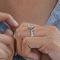 Emerald Shape Accent Diamond Bridal Ring For Wedding