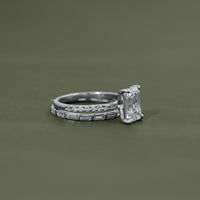 Emerald Shape Accent Diamond Bridal Ring For Wedding