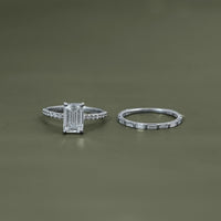 Emerald Shape Accent Diamond Bridal Ring For Wedding