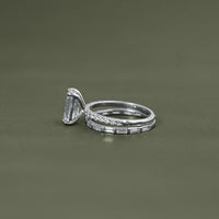 Emerald Shape Accent Diamond Bridal Ring For Wedding