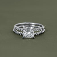 Princess Cut Lab Diamond Bridal Ring Set