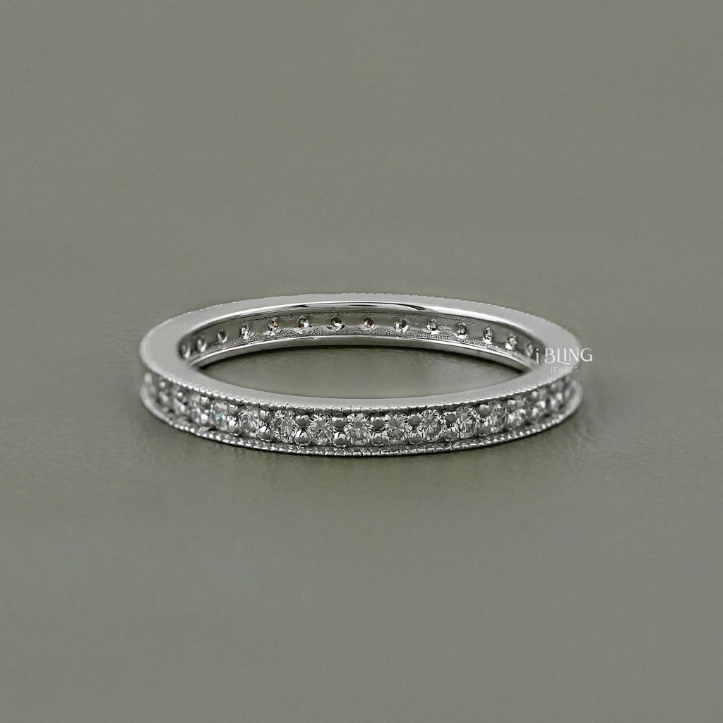Round Diamond Pave Set Eternity Wedding Band