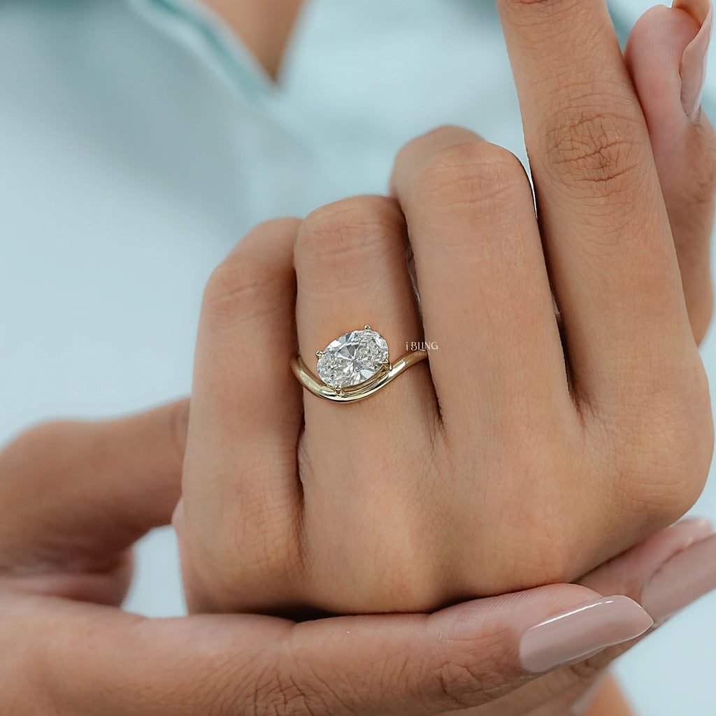 East West Oval Lab Diamond Solitaire Ring