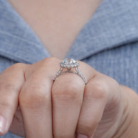 Round Lab Diamond Halo Engagement Ring