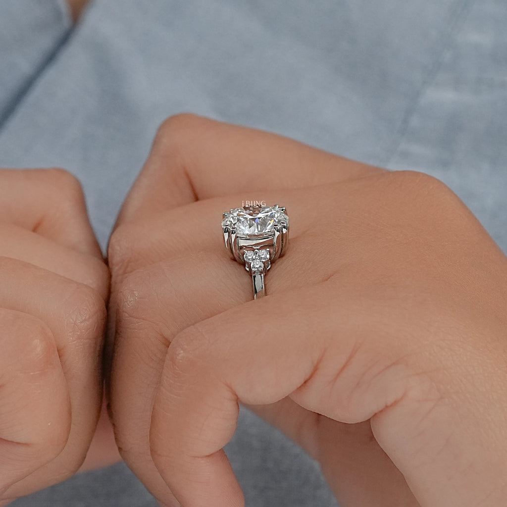 Round Cut Solitaire Accent Diamond Ring