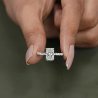 Radiant Lab Diamond Solitaire Accent Engagement Ring