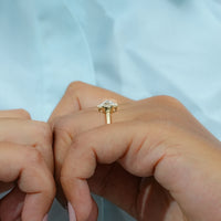 Round Rose Cut Lab Diamond Solitaire Ring