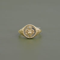Aries Zodiac Diamond Signet Ring