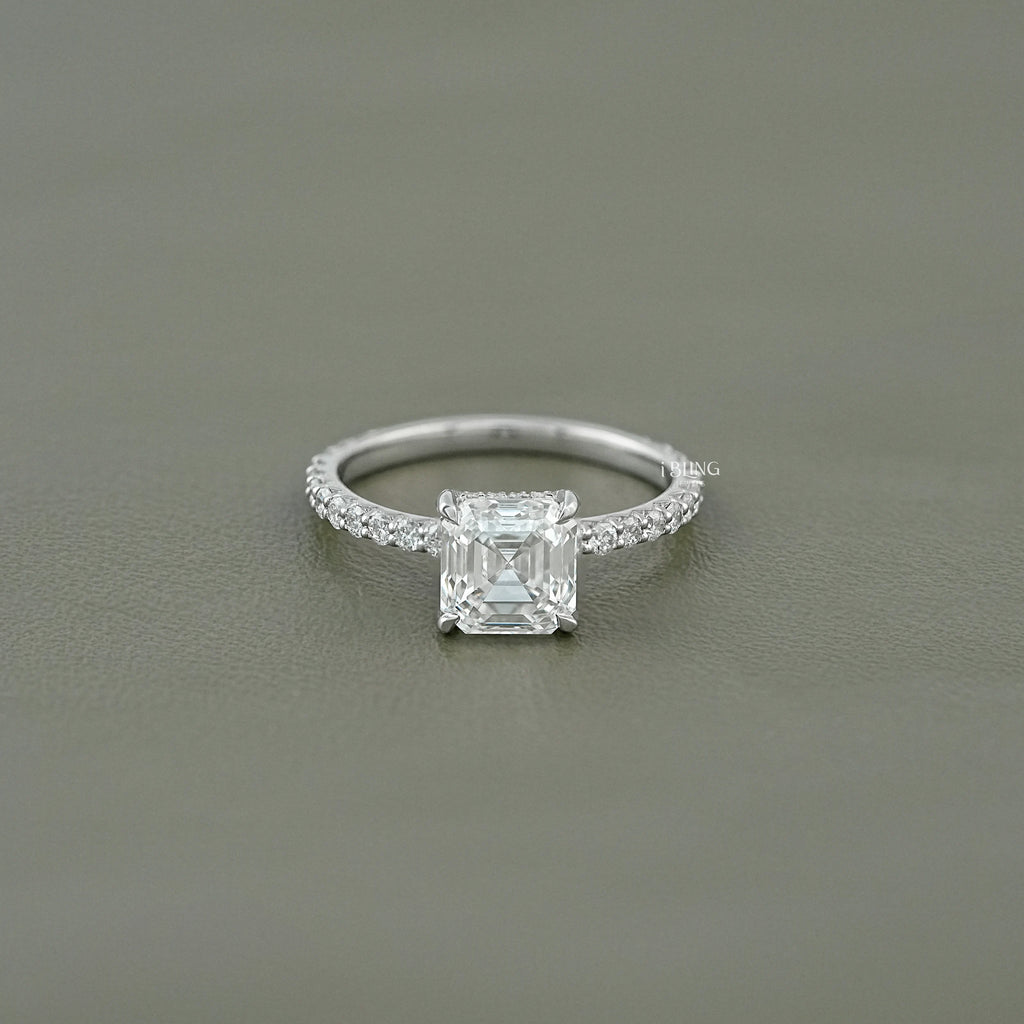 Asscher Cut Lab Grown Diamond Engagement-Ring