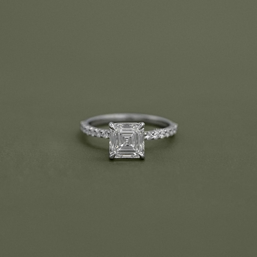 Asscher Cut Lab Grown Diamond Engagement-Ring