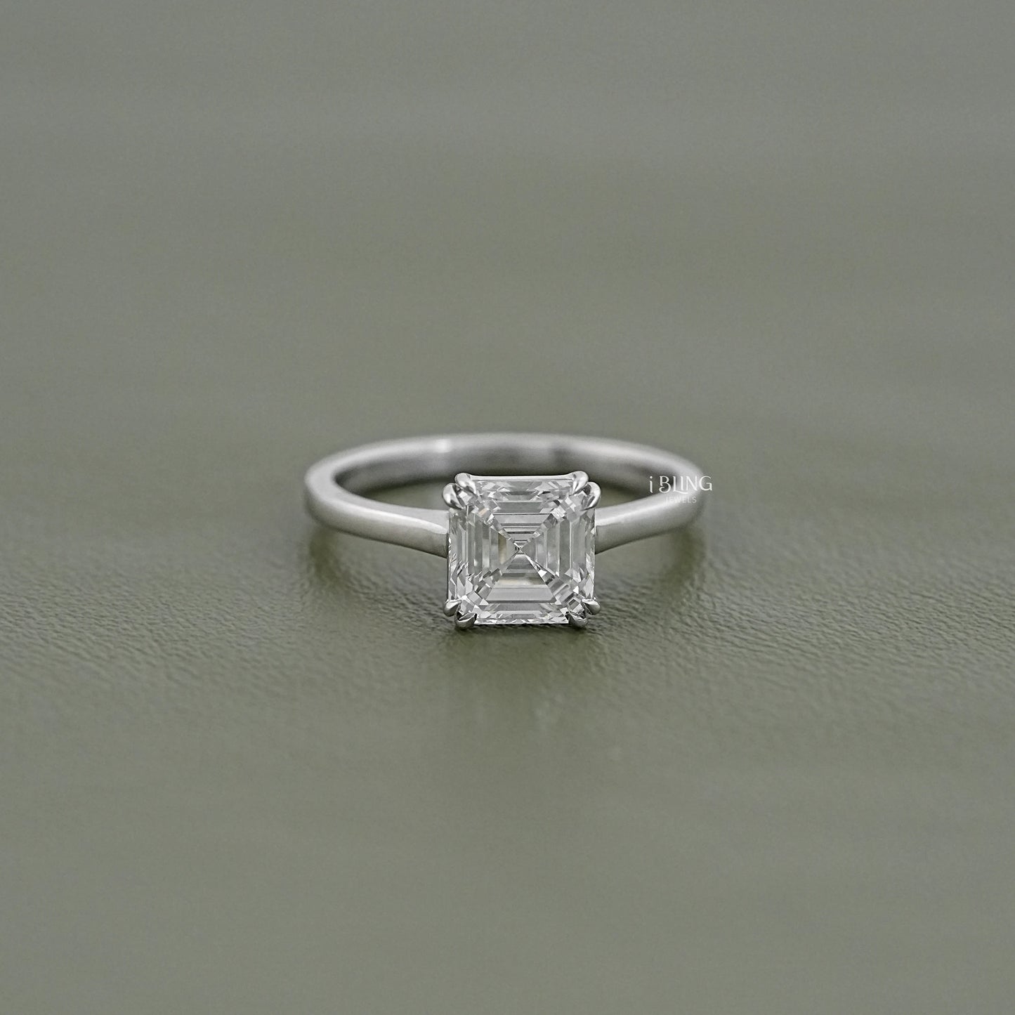 Asscher Lab Diamond Solitaire Engagement Ring