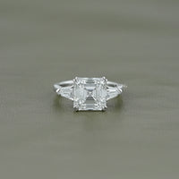 Asscher Cut Lab Grown Diamond Three Stone Ring
