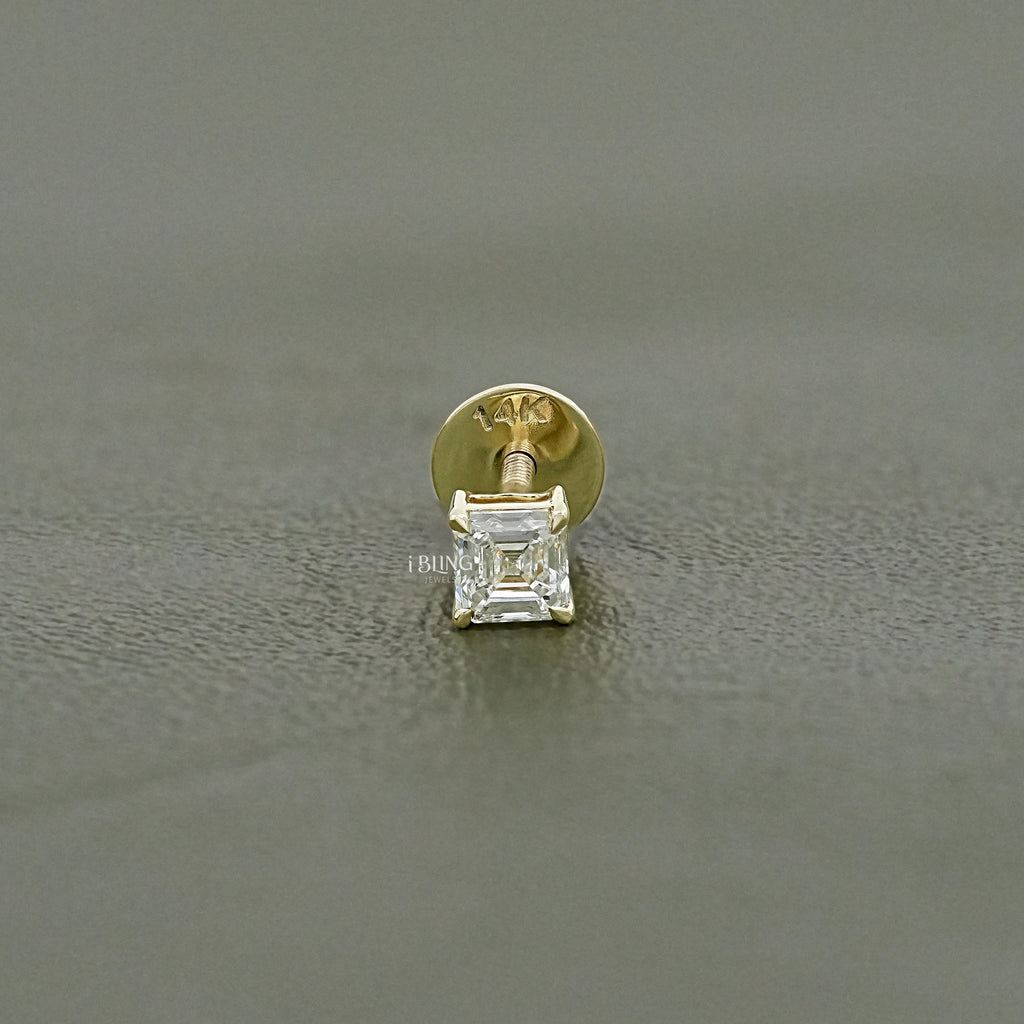 Asscher Cut Lab Grown Diamond Stud Earrings