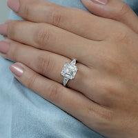 Asscher Cut Lab Grown Diamond Three Stone Ring