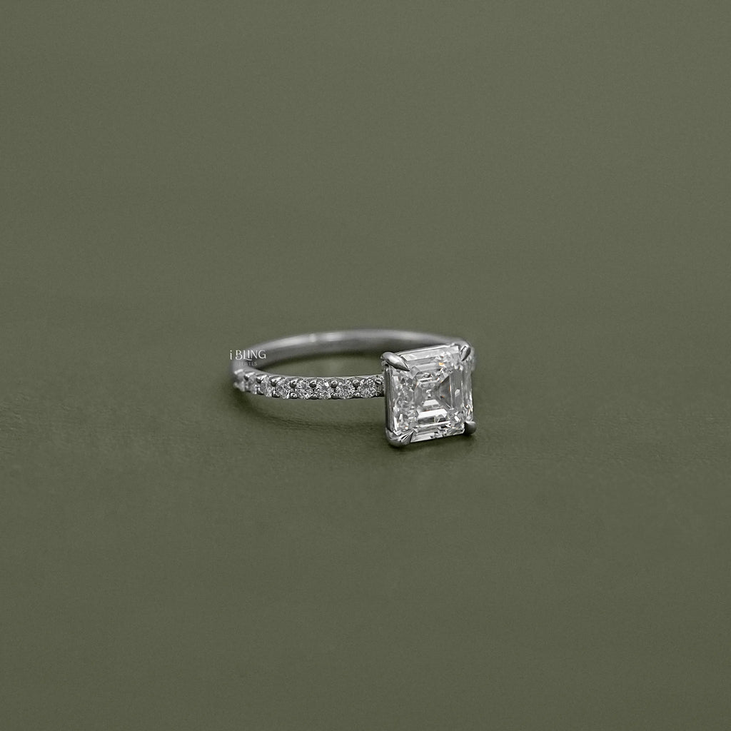 Asscher Cut Lab Grown Diamond Engagement-Ring