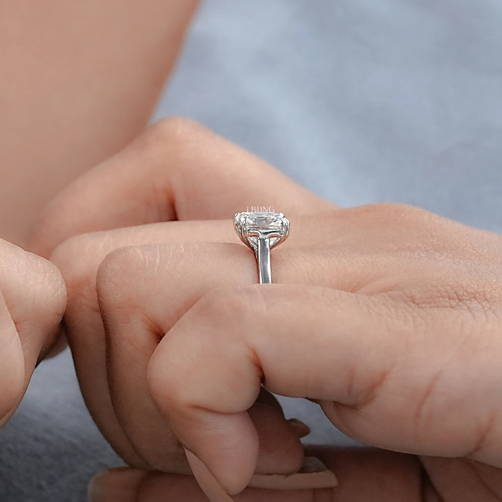 Asscher Lab Diamond Solitaire Engagement Ring