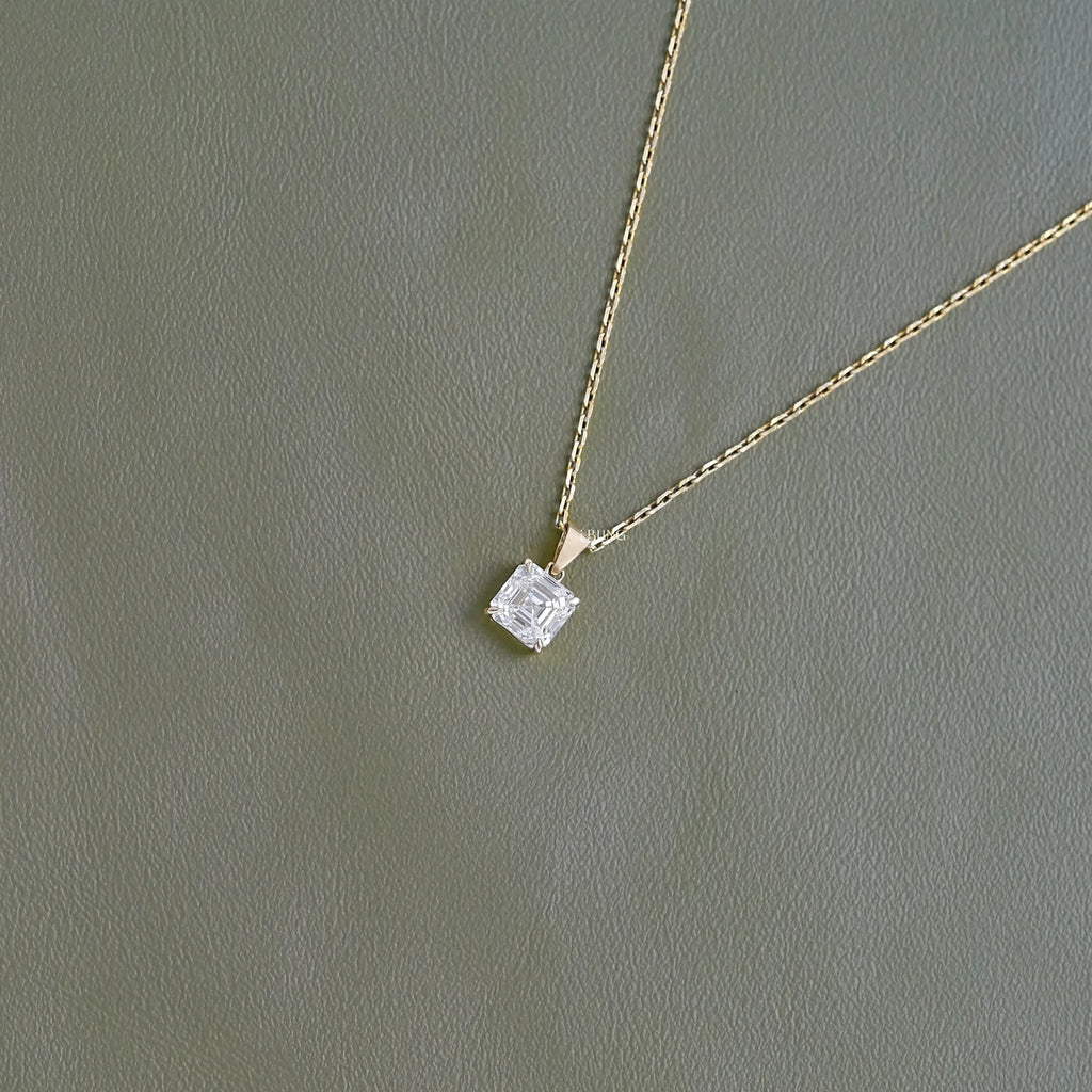 Asscher Cut Lab Diamond Solitaire Necklace