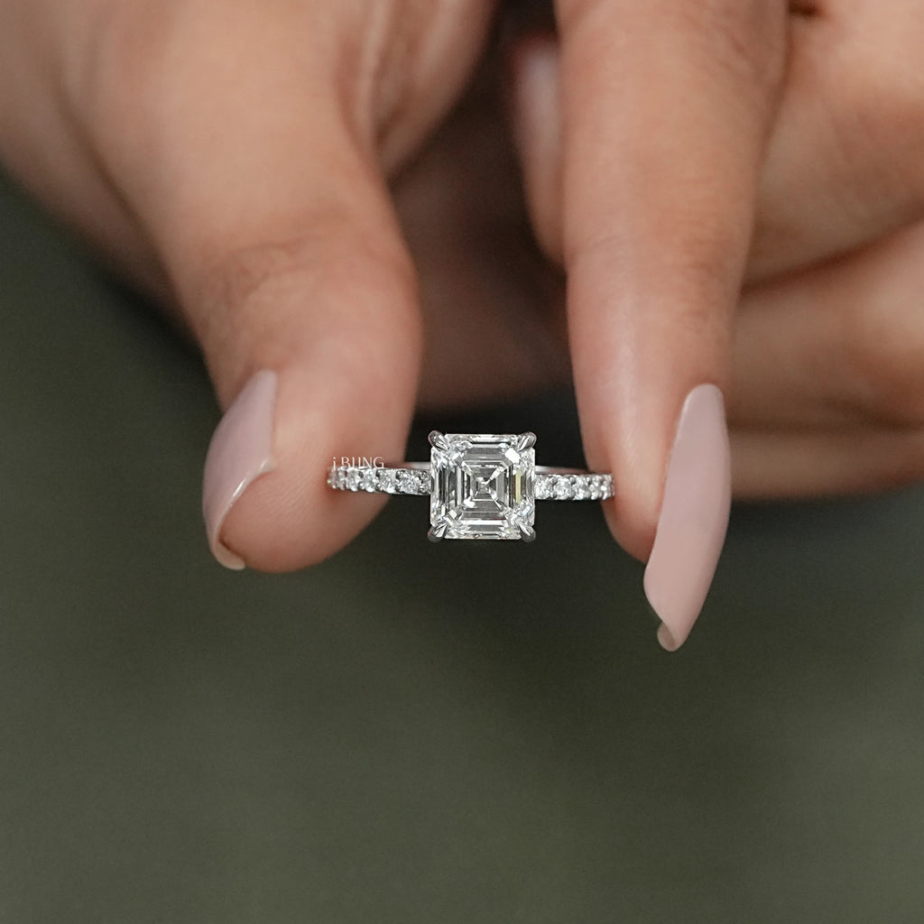 Asscher Cut Lab Grown Diamond Engagement-Ring