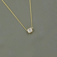 Asscher Cut Diamond Bezel Set Solitaire Necklace