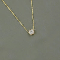 Asscher Cut Diamond Bezel Set Solitaire Necklace