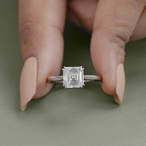 Asscher Lab Diamond Solitaire Engagement Ring
