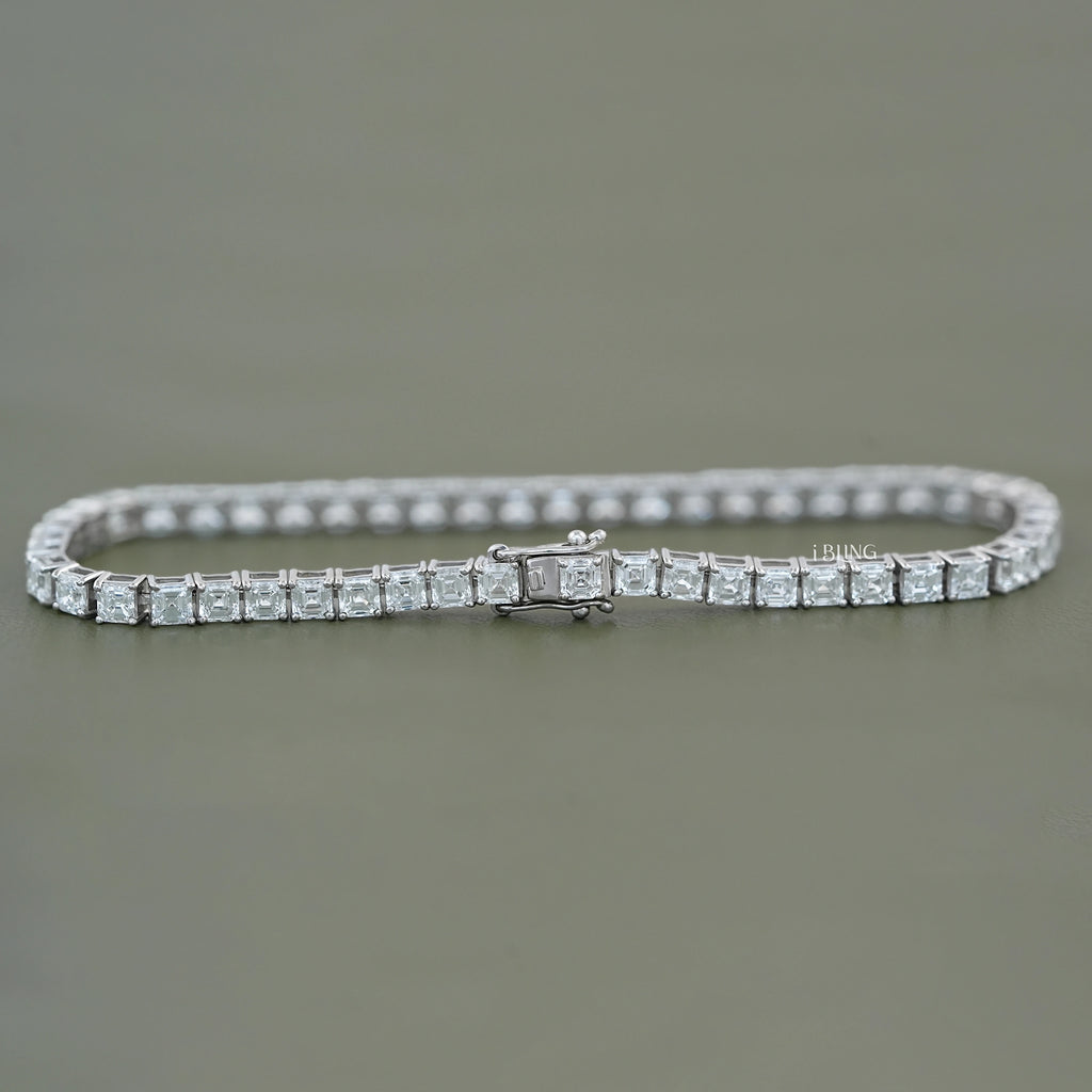 Asscher Cut Lab Diamond Wedding Tennis Bracelet