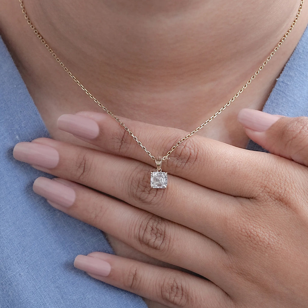 Asscher Cut Lab Diamond Solitaire Necklace
