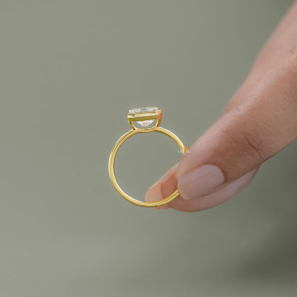 2 Carat Bezel Set Asscher Diamond Engagement Ring