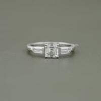 Asscher Cut Lab Diamond Three Stone Engagement Ring