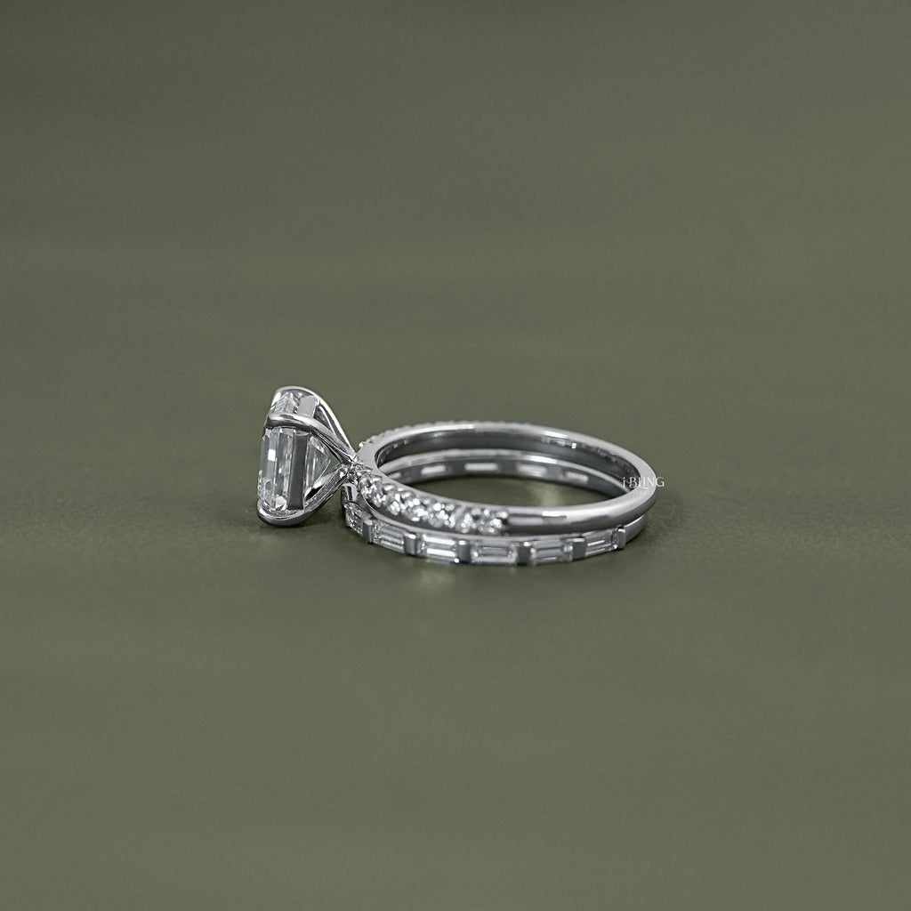 Asscher Shape Lab Diamond Ring Set