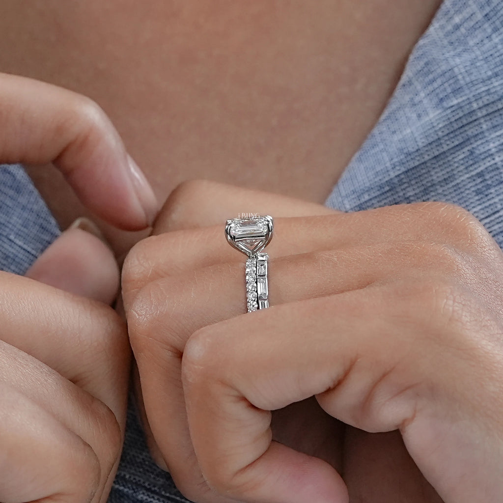 Asscher Shape Lab Diamond Ring Set