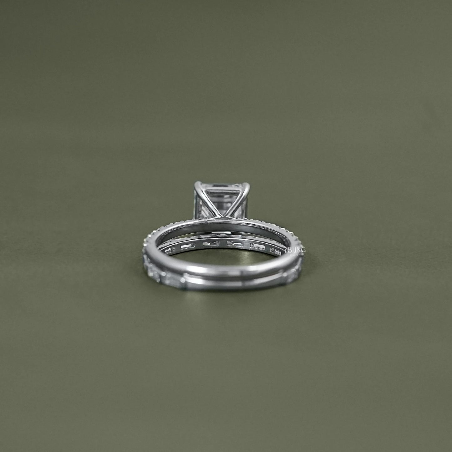 Asscher Shape Lab Diamond Ring Set Bridal Ring Set