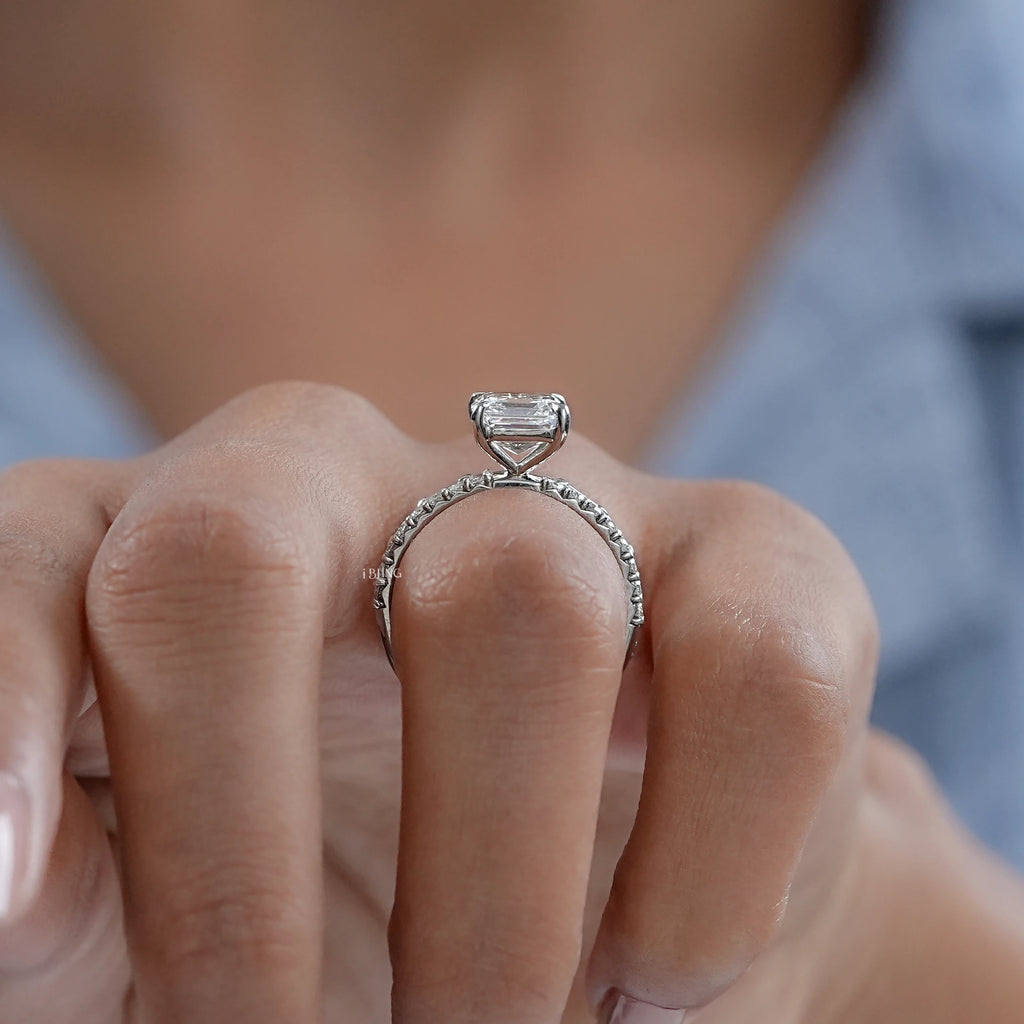 Asscher Shape Lab Diamond Ring Set